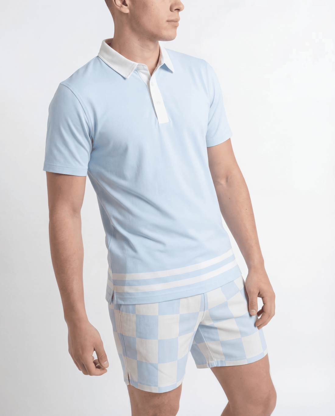 Polo Shirt Striped Baby Blue