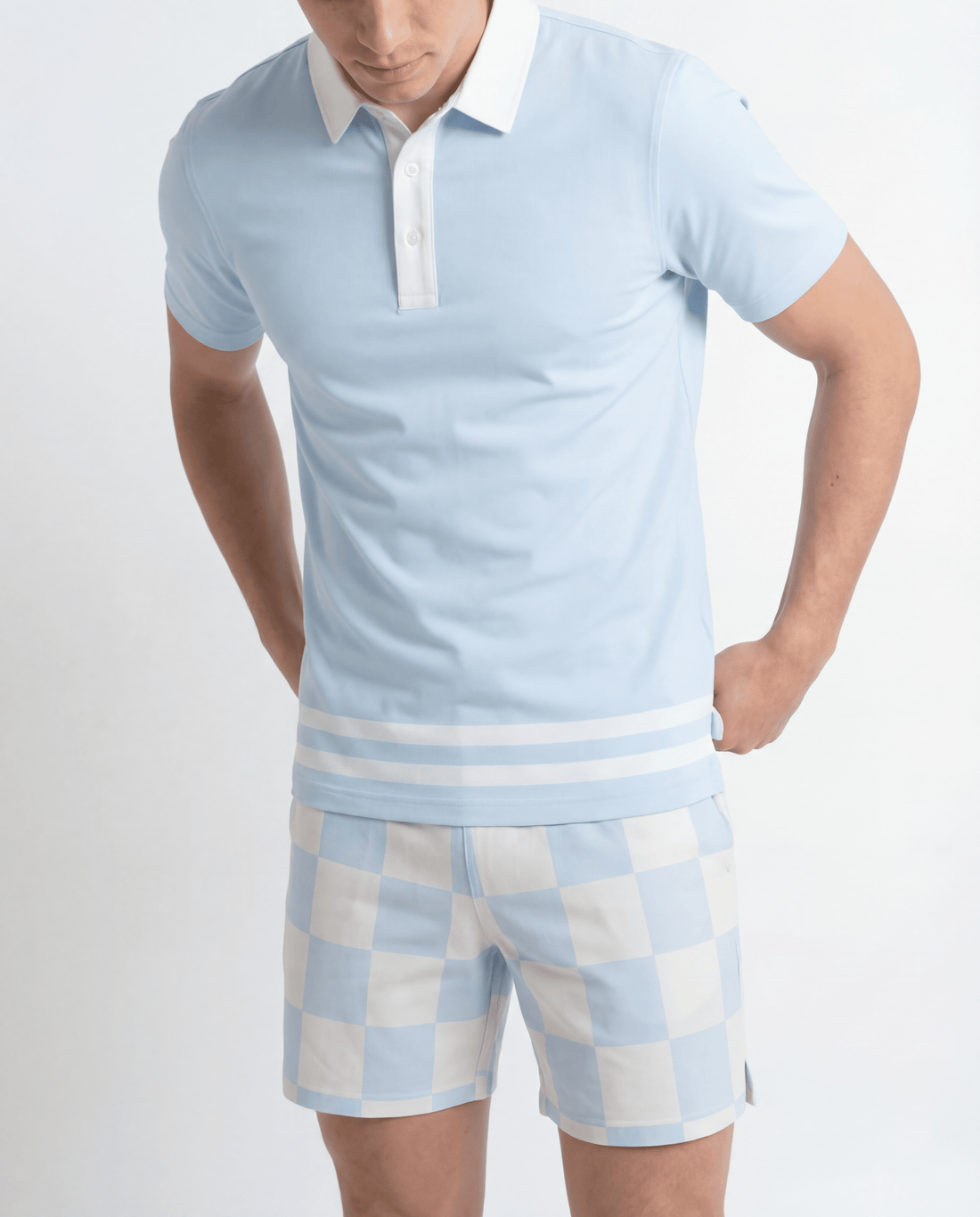 Polo Shirt Striped Baby Blue