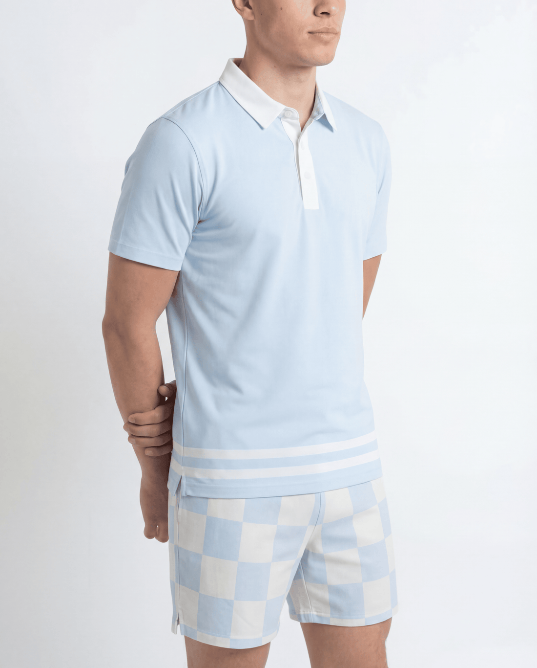 Polo Shirt Striped Baby Blue