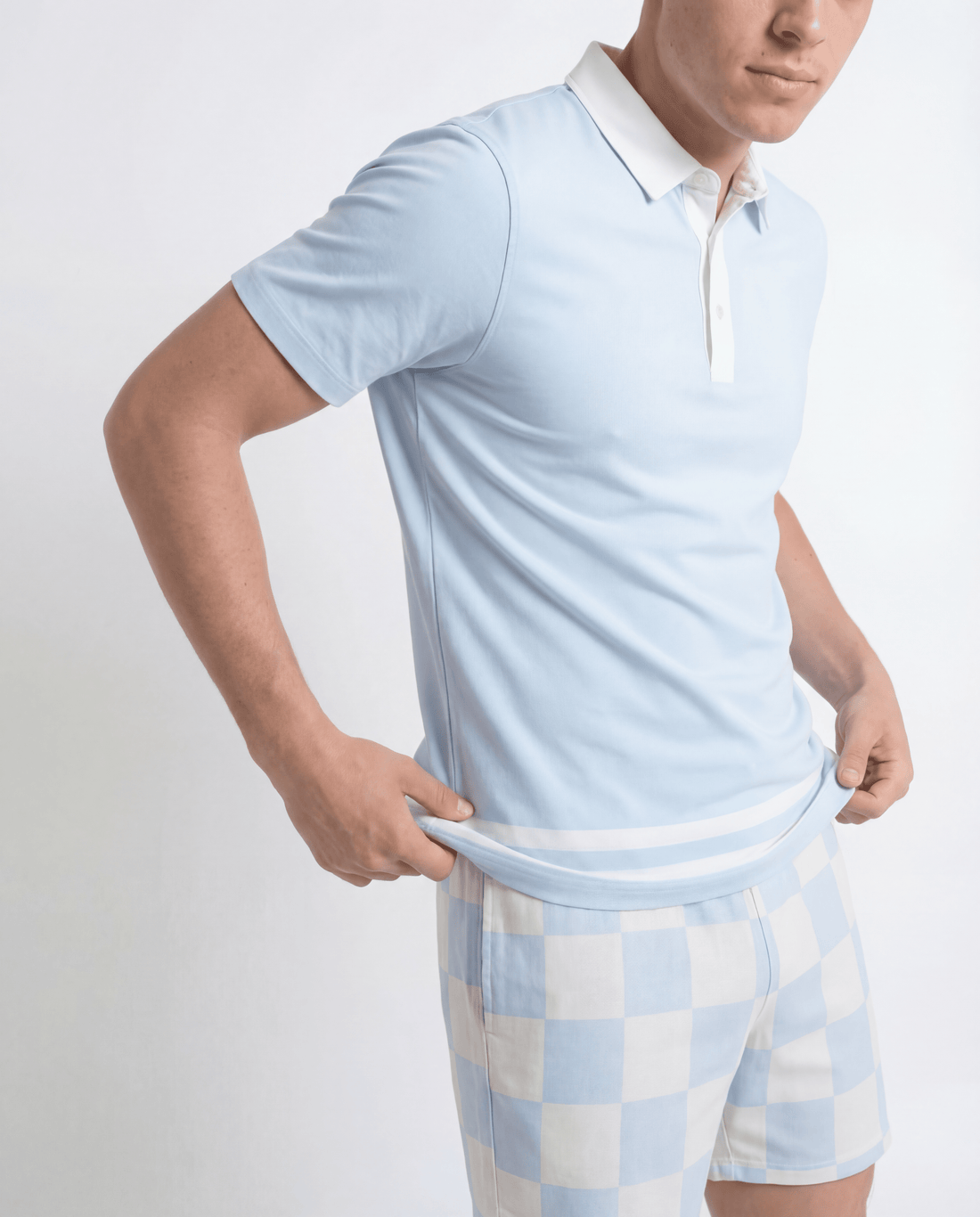 Polo Shirt Striped Baby Blue