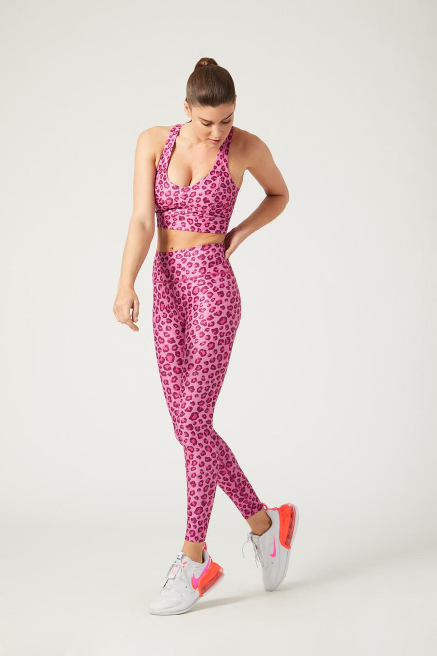 High Waist Legging Pink Foil Cheetah