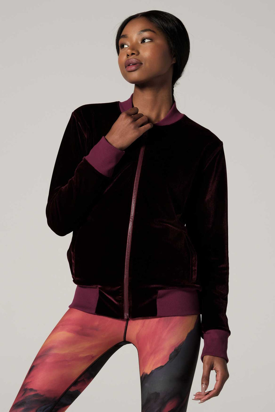 Velvet Bomber Jacket Bordeaux