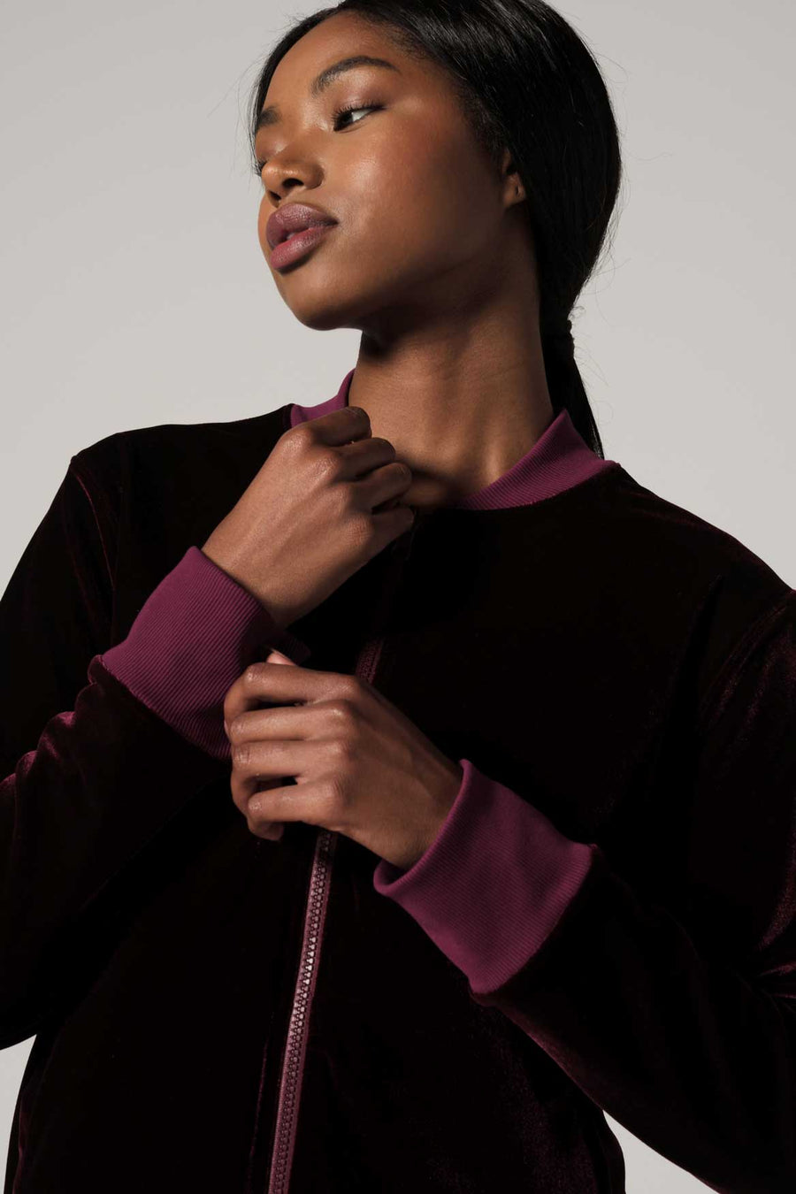 Velvet Bomber Jacket Bordeaux