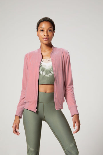 Velvet Bomber Jacket Rose Blush