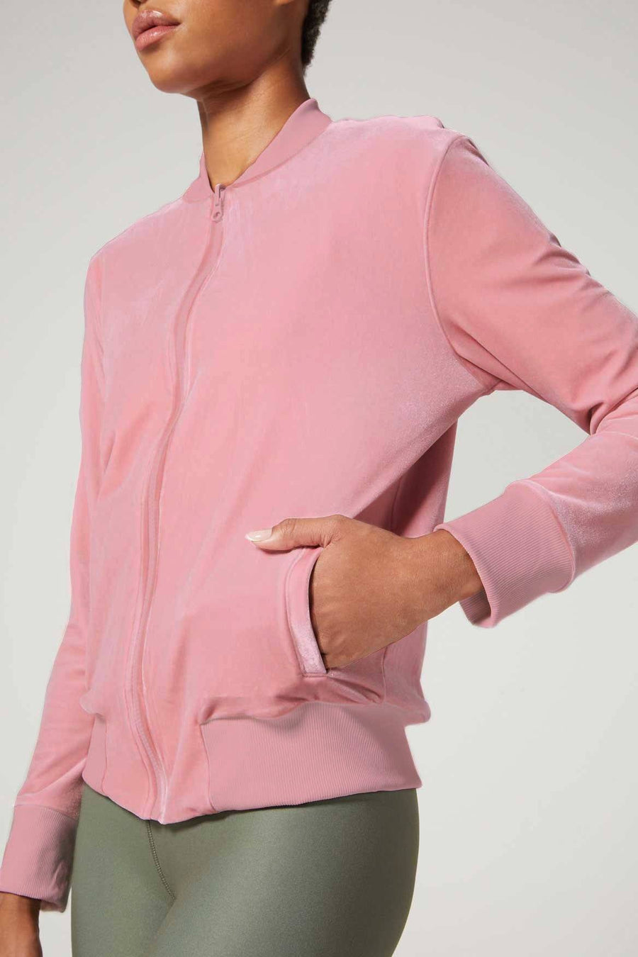 Velvet Bomber Jacket Rose Blush