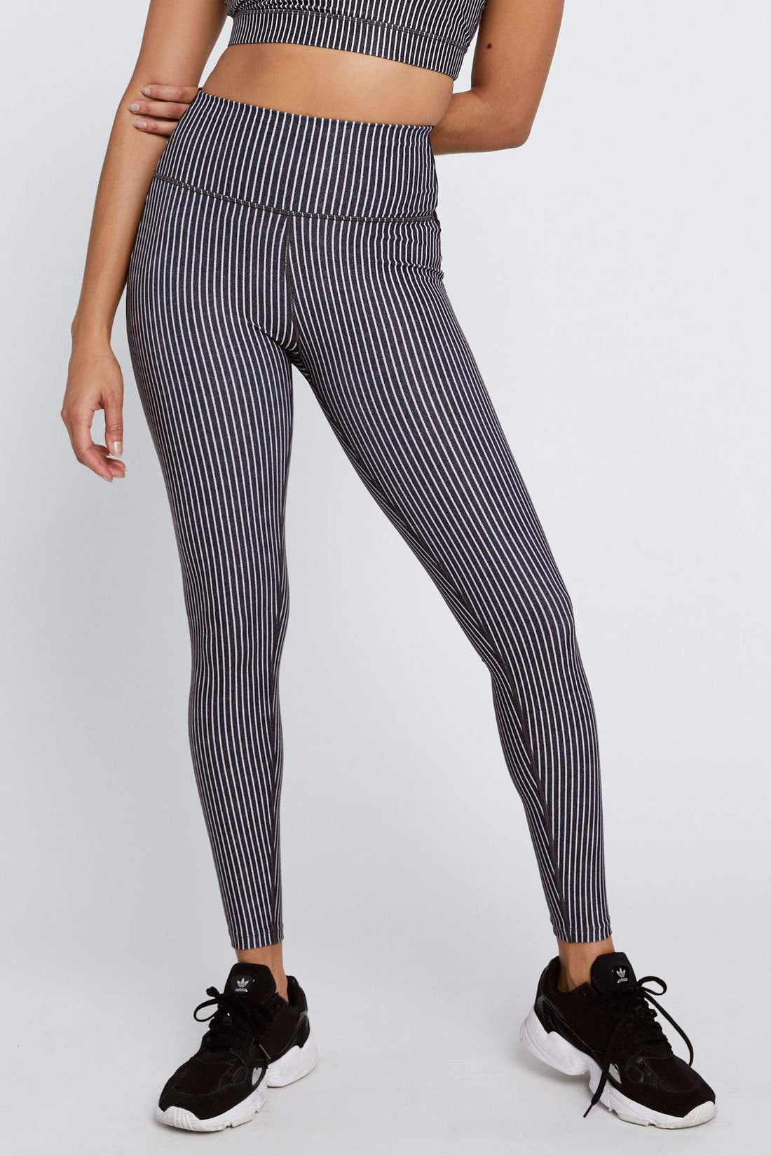 Black and White Vertical Striped Tights - Inspire Uplift