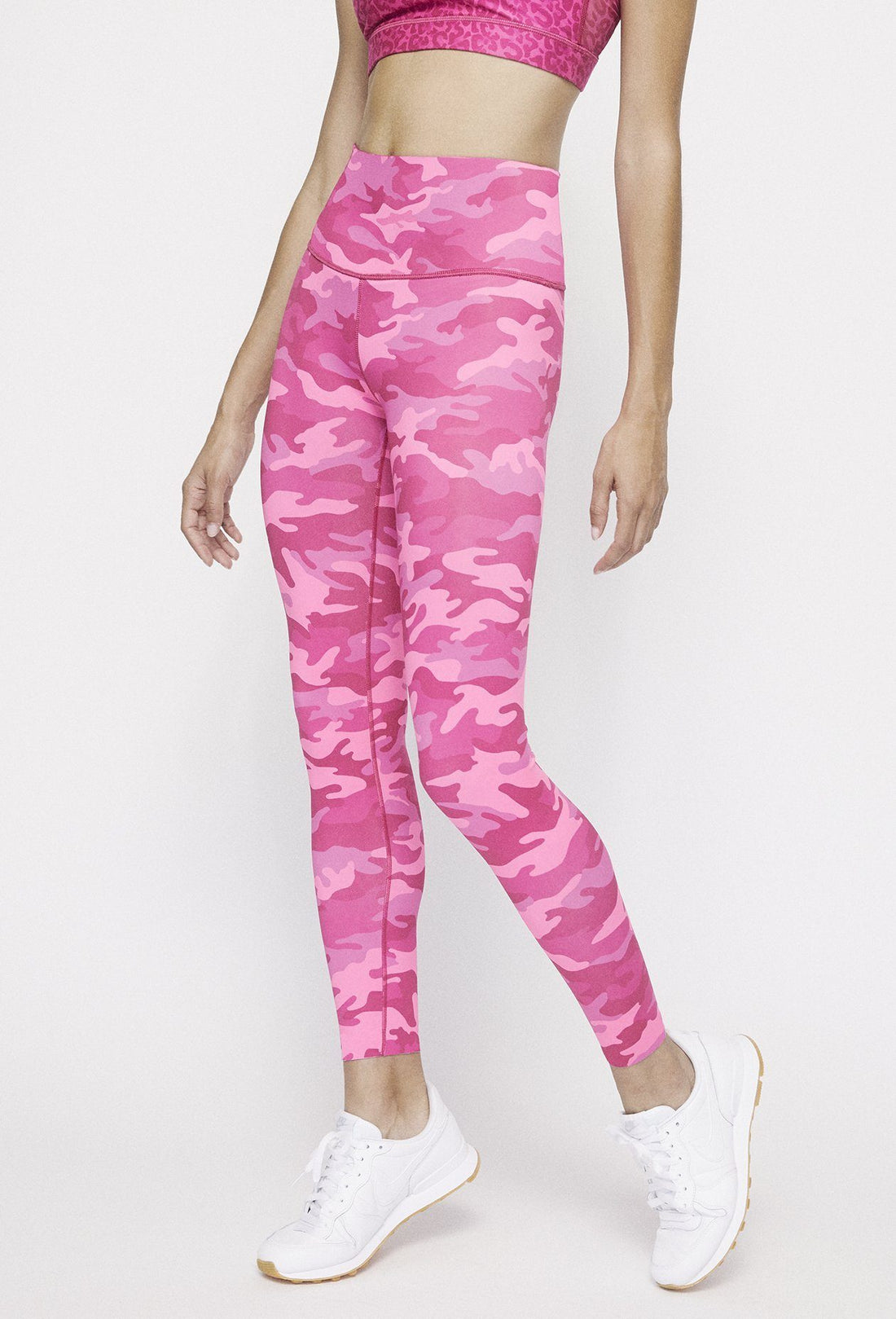 High Waist Reversible Leggings Neon Pink Cheetah - Neon Pink Camo PANTS W.I.T.H.-Wear It To Heart 