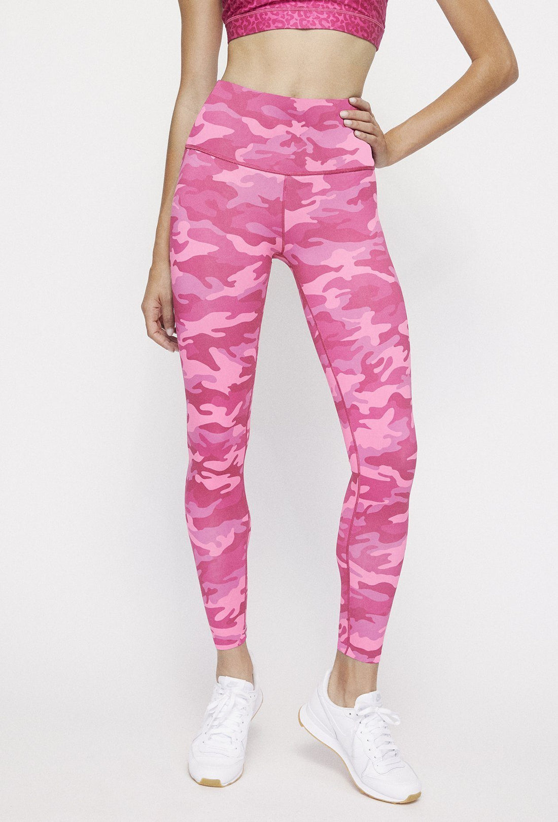 High Waist Reversible Leggings Neon Pink Cheetah - Neon Pink Camo PANTS W.I.T.H.-Wear It To Heart 