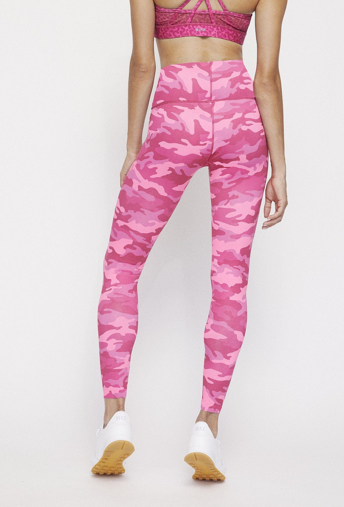 High Waist Reversible Leggings Neon Pink Cheetah - Neon Pink Camo PANTS W.I.T.H.-Wear It To Heart 