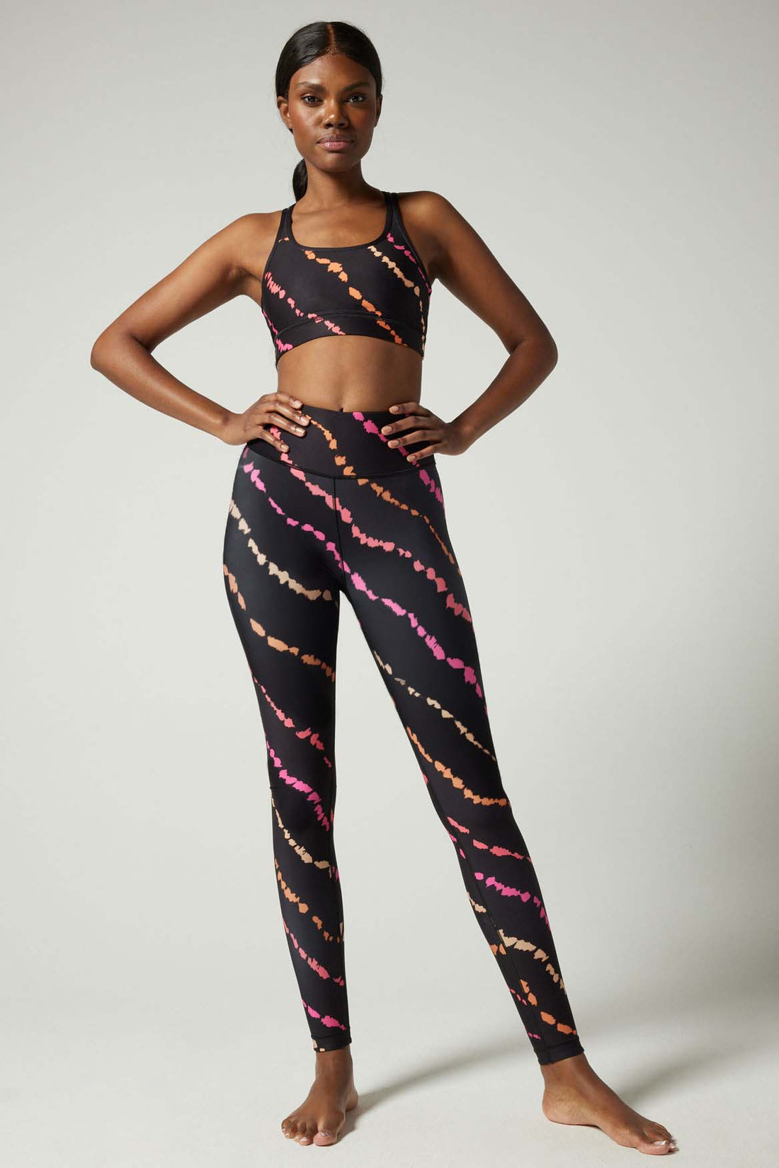 Strappy Bra Diagonal Tie Dye Black Multi