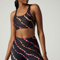 Strappy Bra Diagonal Tie Dye Black Multi