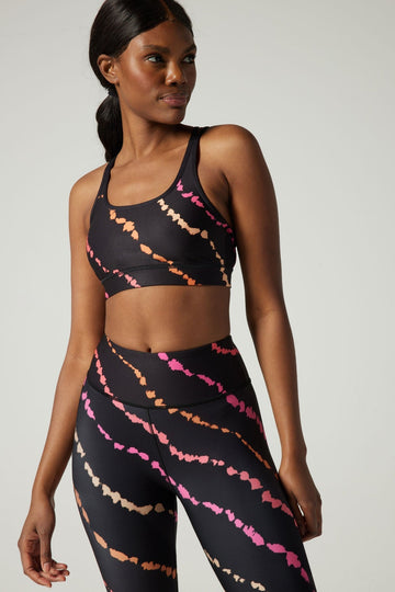 Strappy Bra Diagonal Tie Dye Black Multi