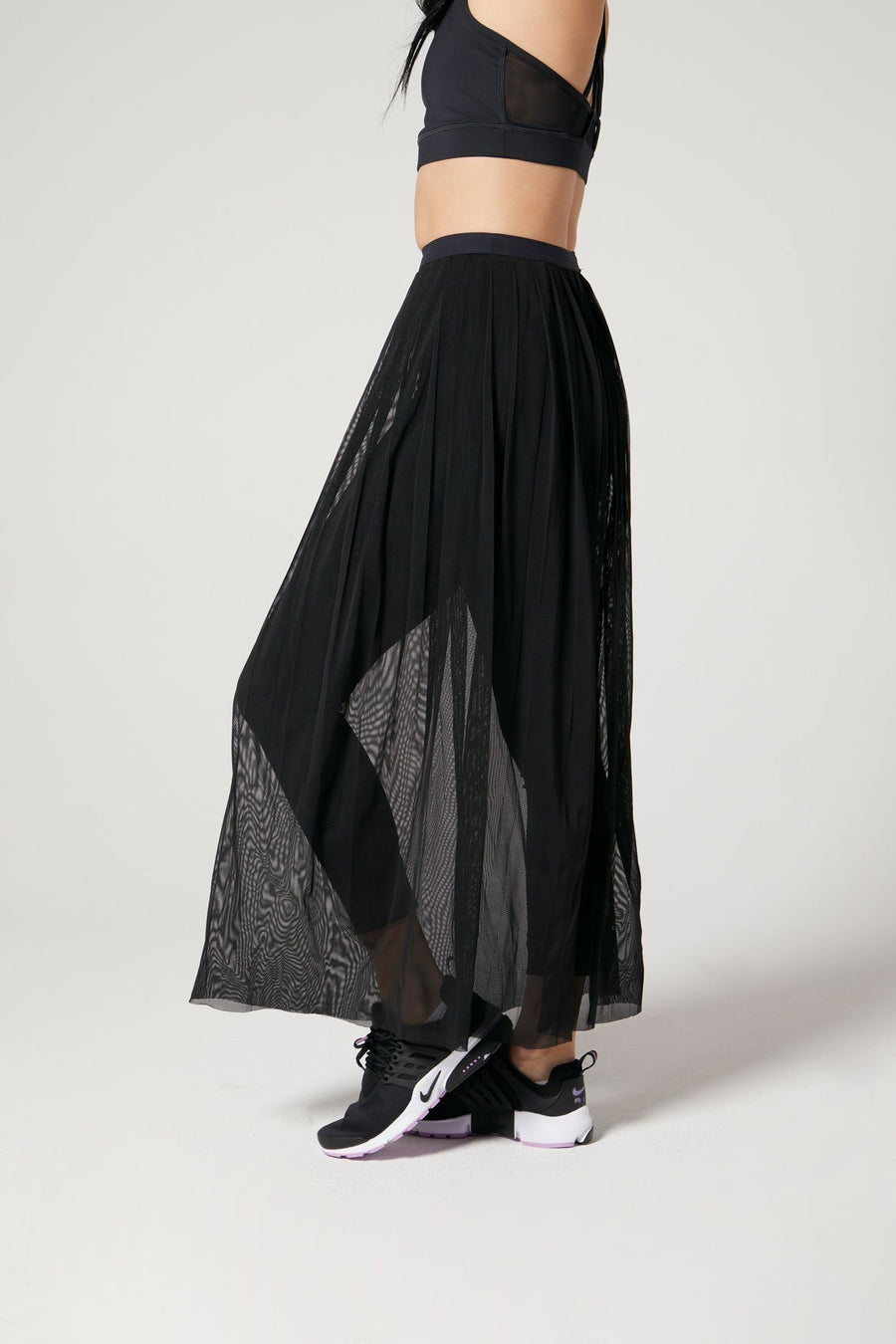 Mikayla Pleated Mesh Skirt Jet Black