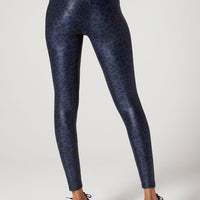 Bowie High Waist Legging Satin Cheetah Navy