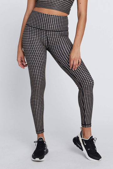 High Waist Reversible Leggings Chino Houndstooth - Real Cheetah