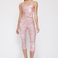 High-Waist Reversible Capris Blush Camo Peony