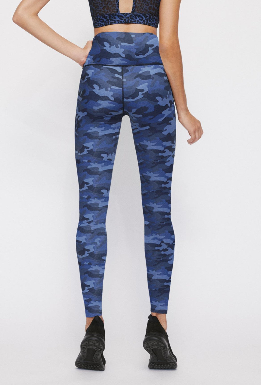 High Waist Reversible Leggings Blue Chill Cheetah - Twilight Camo