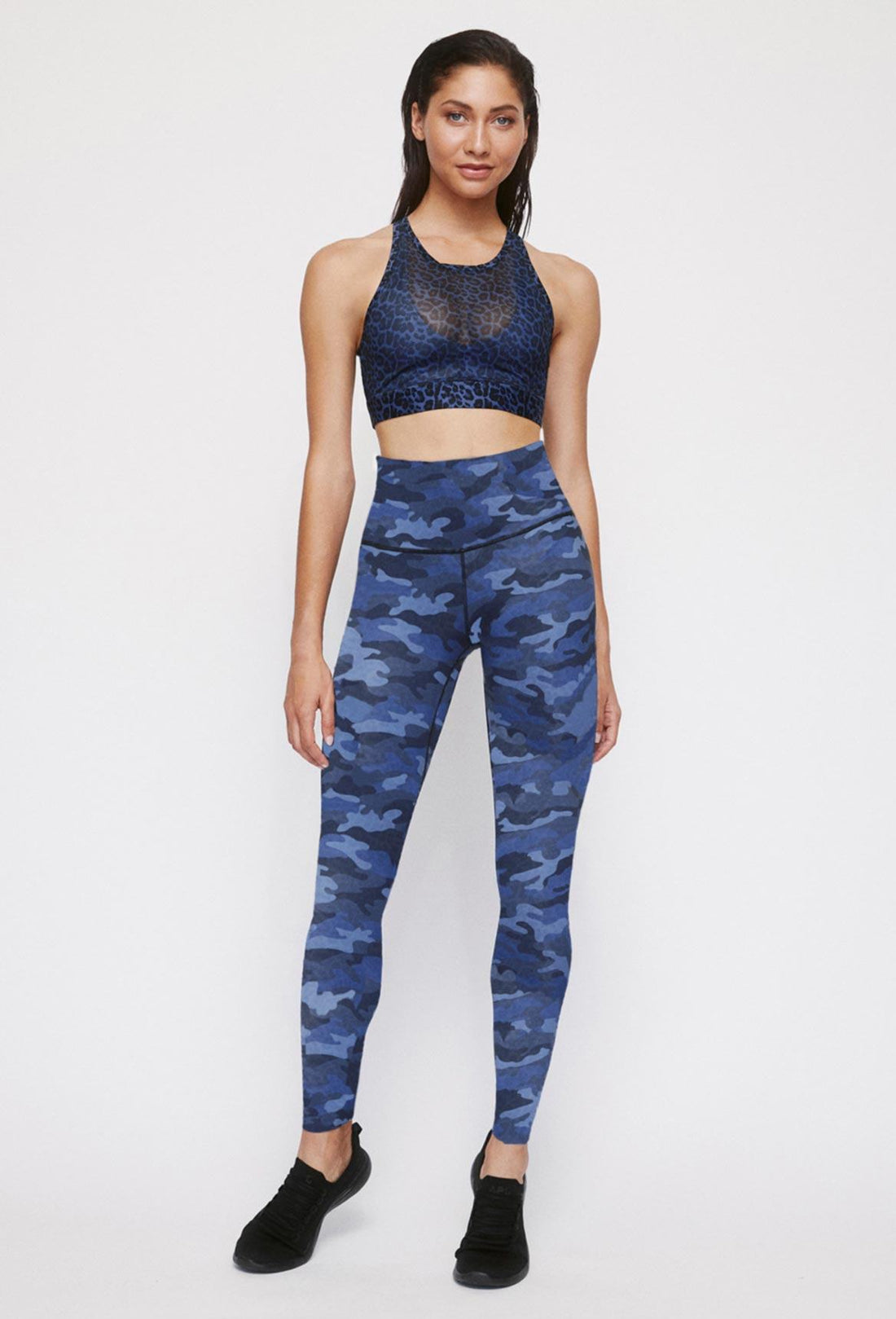 High Waist Reversible Leggings Blue Chill Cheetah - Twilight Camo