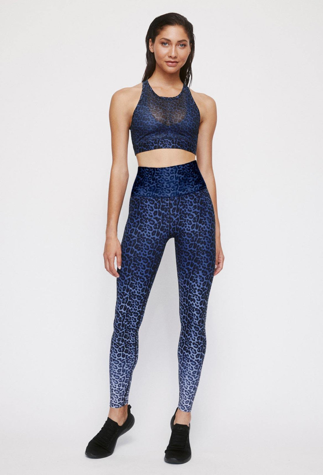 High Waist Reversible Leggings Blue Chill Cheetah - Twilight Camo