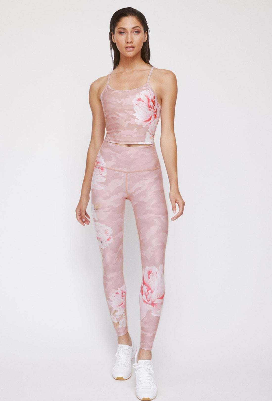 High Waist Reversible Leggings Blush Camo Peony - Blush Camo