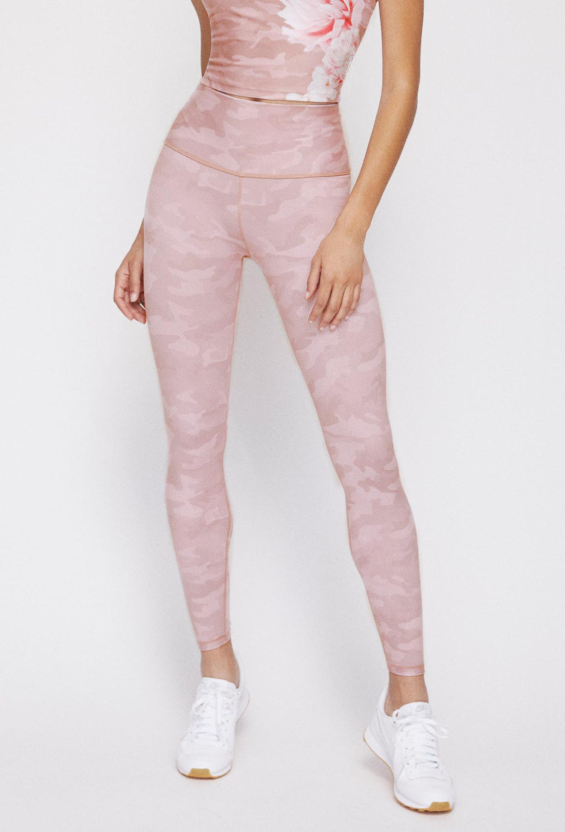 High Waist Reversible Leggings Blush Camo Peony - Blush Camo