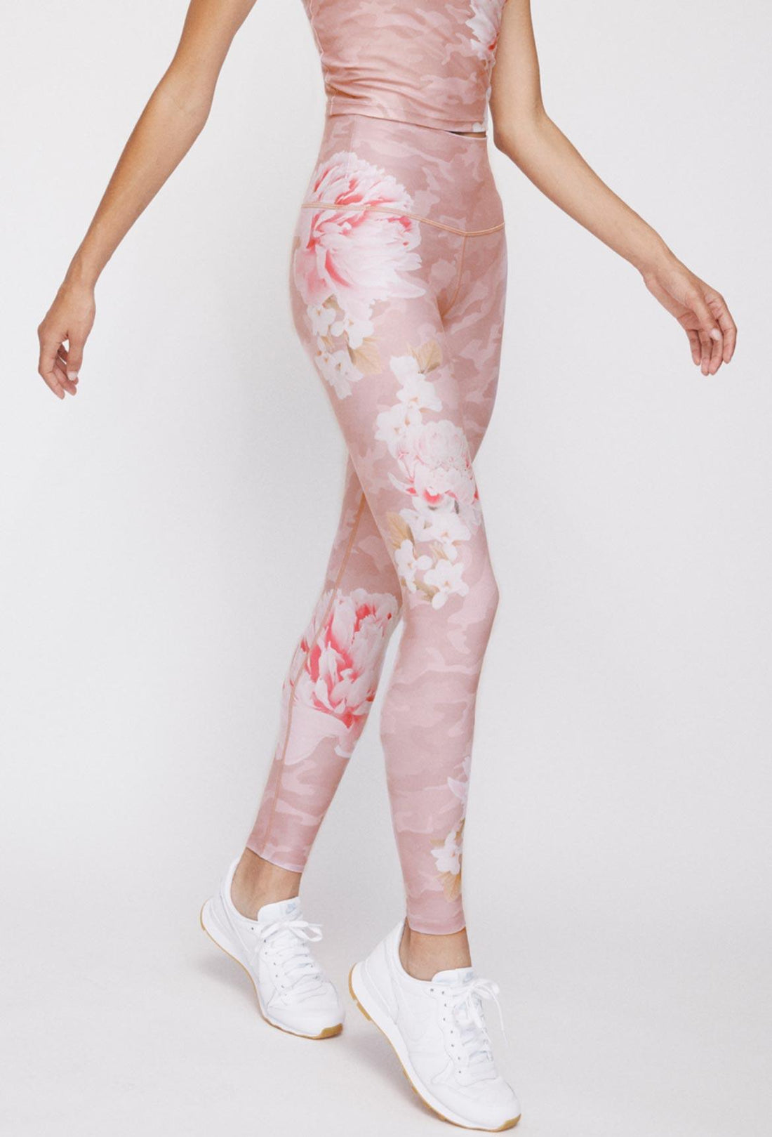 High Waist Reversible Leggings Blush Camo Peony - Blush Camo