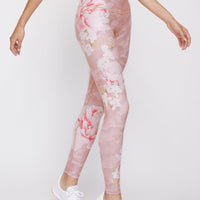 High Waist Reversible Leggings Blush Camo Peony - Blush Camo