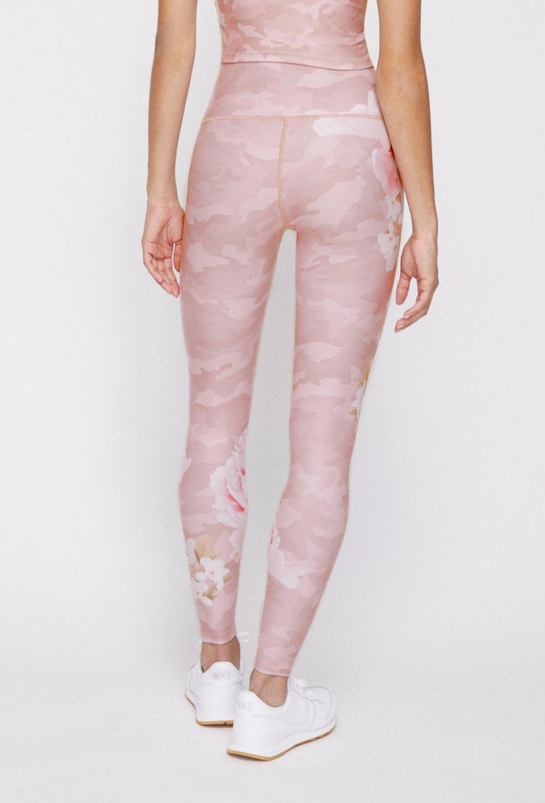 High Waist Reversible Leggings Blush Camo Peony - Blush Camo