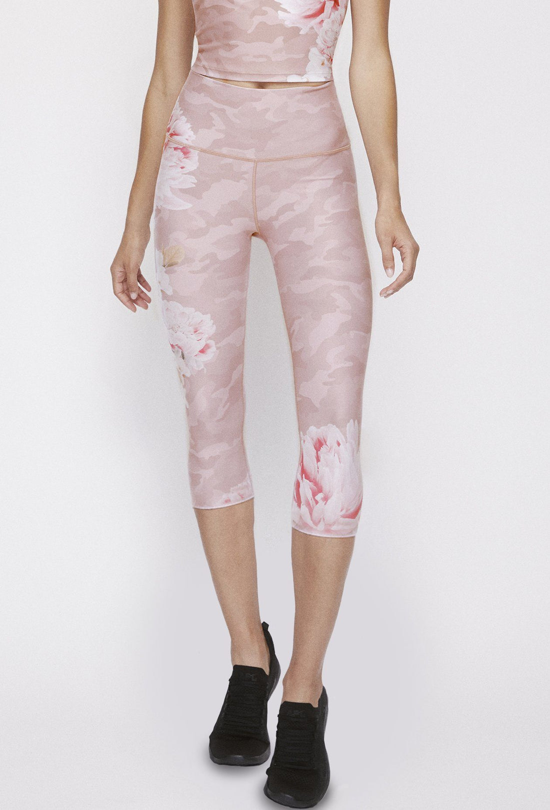 High Waisted Capris Blush Camo Peony PANTS W.I.T.H.-Wear It To Heart BLUSH CAMO PEONY XS 