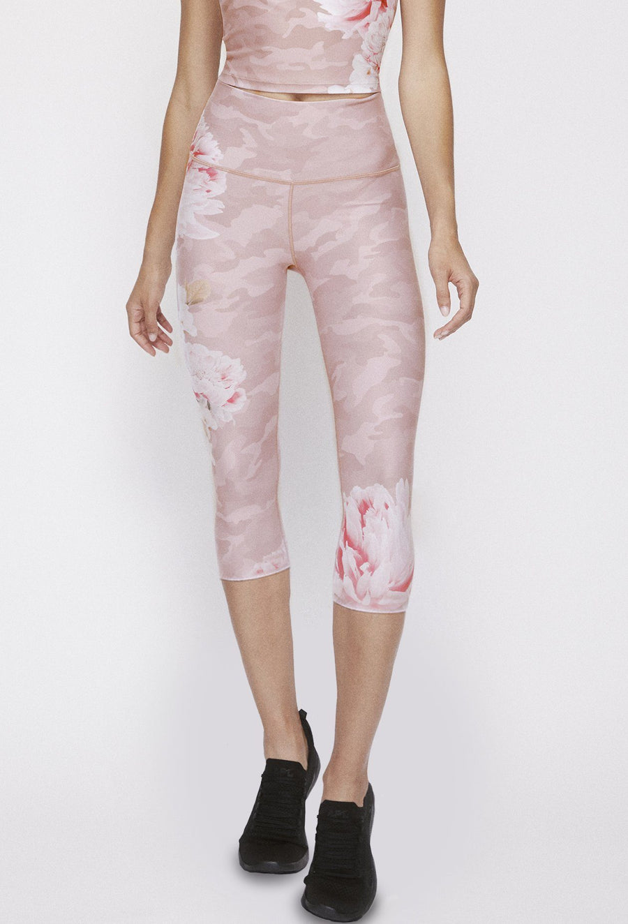 High Waisted Capris Blush Camo Peony PANTS W.I.T.H.-Wear It To Heart BLUSH CAMO PEONY XS 
