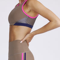 Triple Threat High Neck Bra 2.0 Sandstorm - Navy - Neon Pink Regen SHIRT W.I.T.H.-Wear It To Heart 