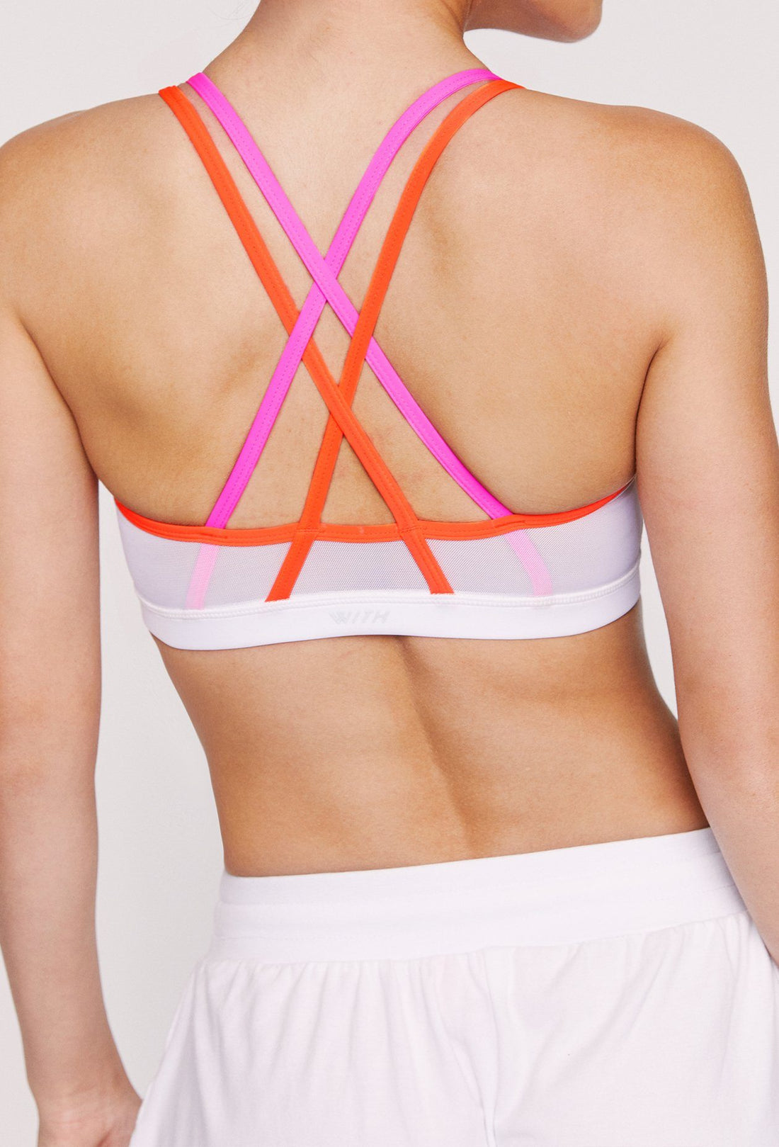 Strappy Bra White - Neon Pink - Neon Orange SHIRT W.I.T.H.-Wear It To Heart 