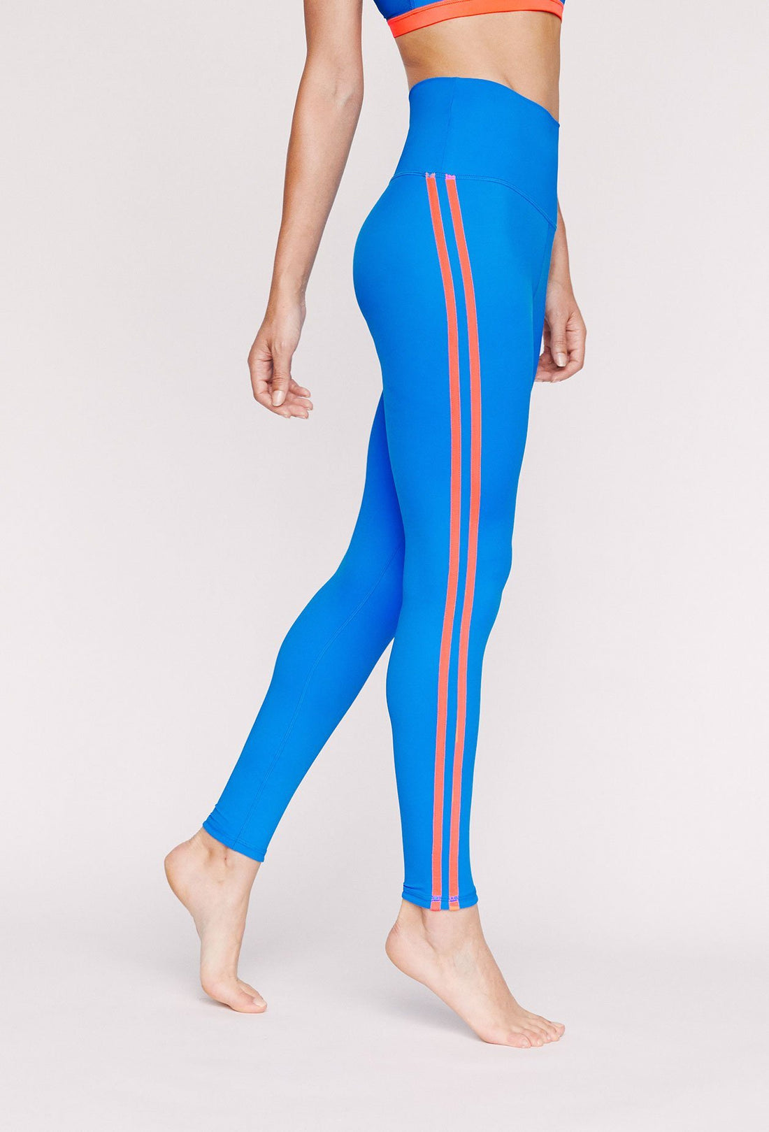 Double Stripe Leggings Electric Blue - Neon Orange PANTS W.I.T.H.-Wear It To Heart ELECTRIC BLUE XS 
