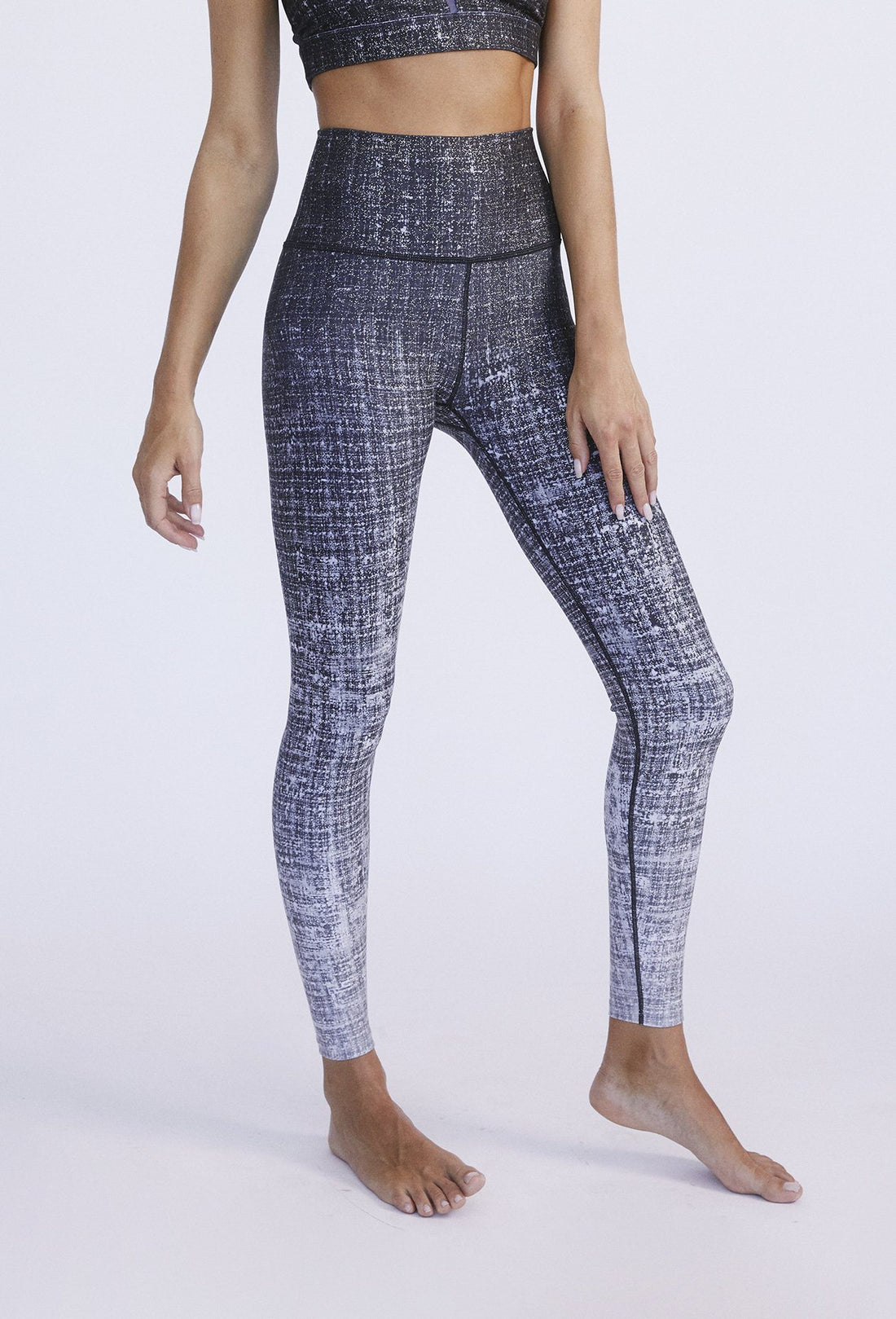High Waisted Leggings Midnight Tweed With Foil PANTS W.I.T.H.-Wear It To Heart MIDNIGHT TWEED XS 