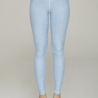 High-Waist Reversible Legging Blue Derby Stripe