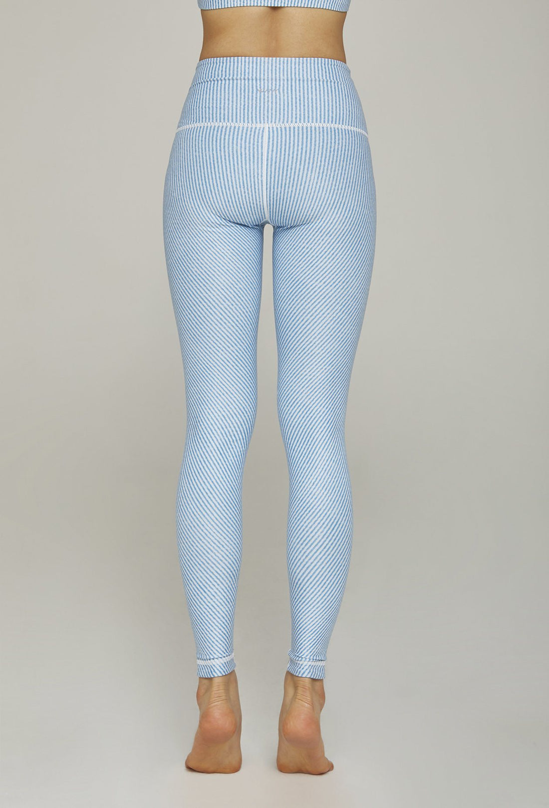 High-Waist Reversible Legging Blue Derby Stripe