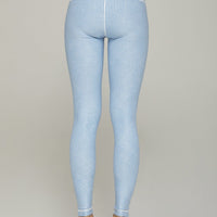 High-Waist Reversible Legging Blue Derby Stripe