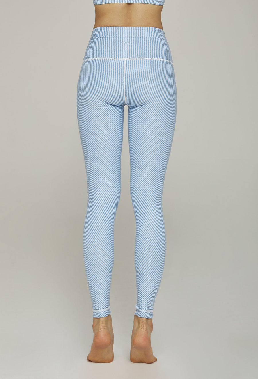 High-Waist Reversible Legging Blue Derby Stripe