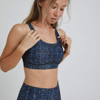 Strappy Bra Navy Tweed With Foil