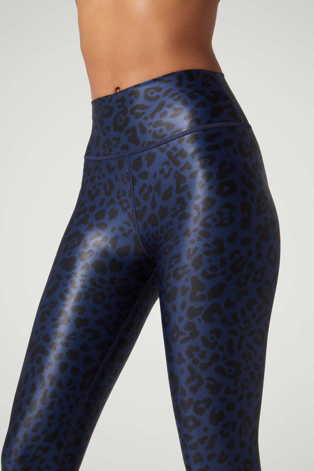 Bowie High Waist Legging Satin Cheetah Navy